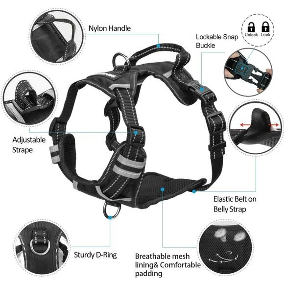 WINSEE Dog No Pull Harness with Dog Collar | Adjustable Reflective Outdoor Vest - Picture 3 of 6